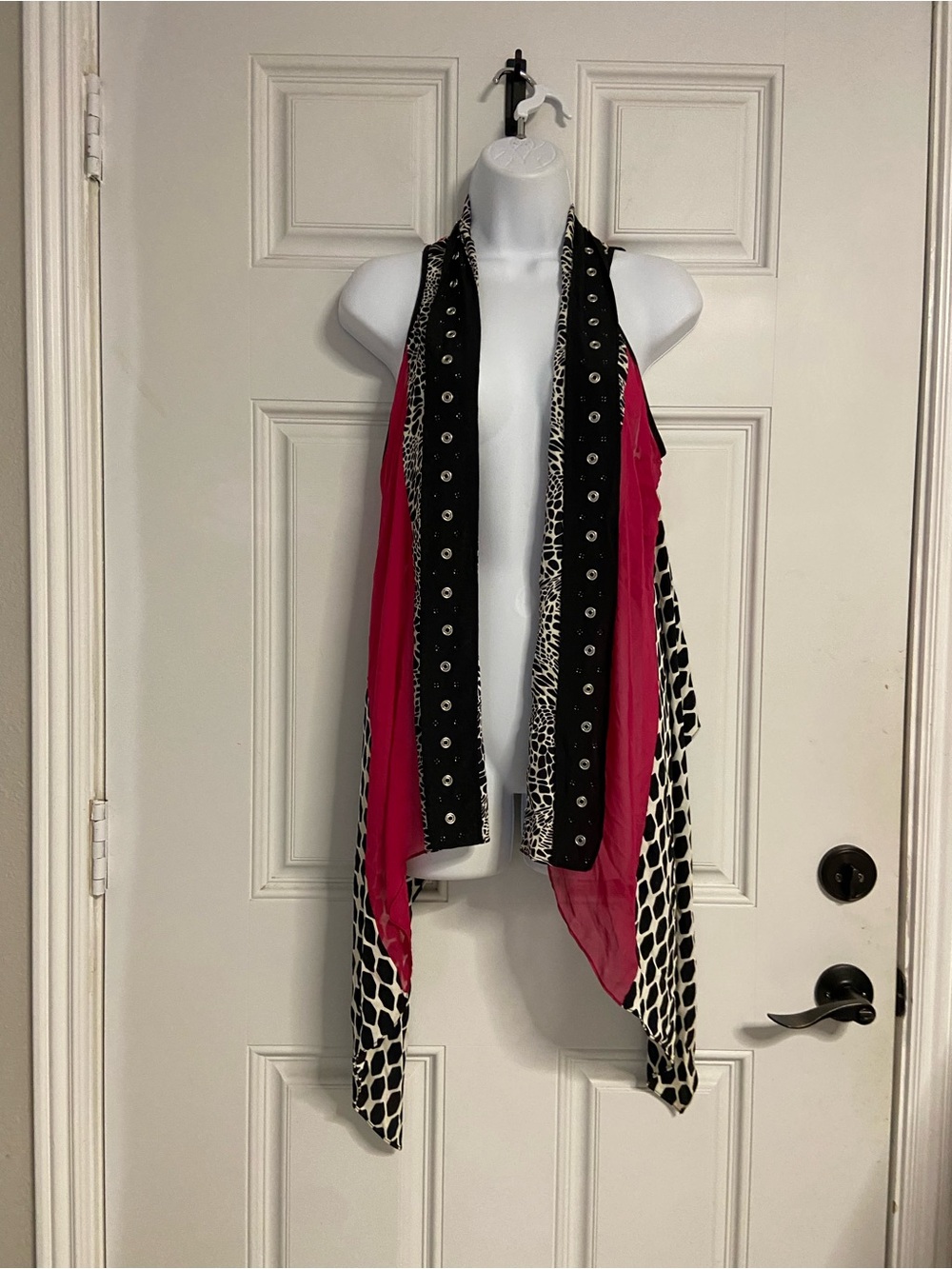 DIANE VON FURSTENBERG ColorBlock/Print Open Front Shawl Vest